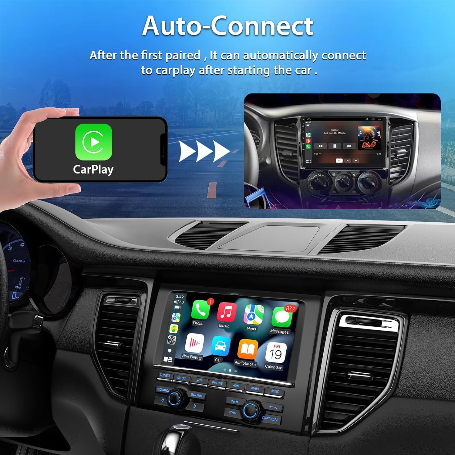 Podofo [Wireless] Carplay Adapter for iPhone,Wireless Adapter for Factory Wired