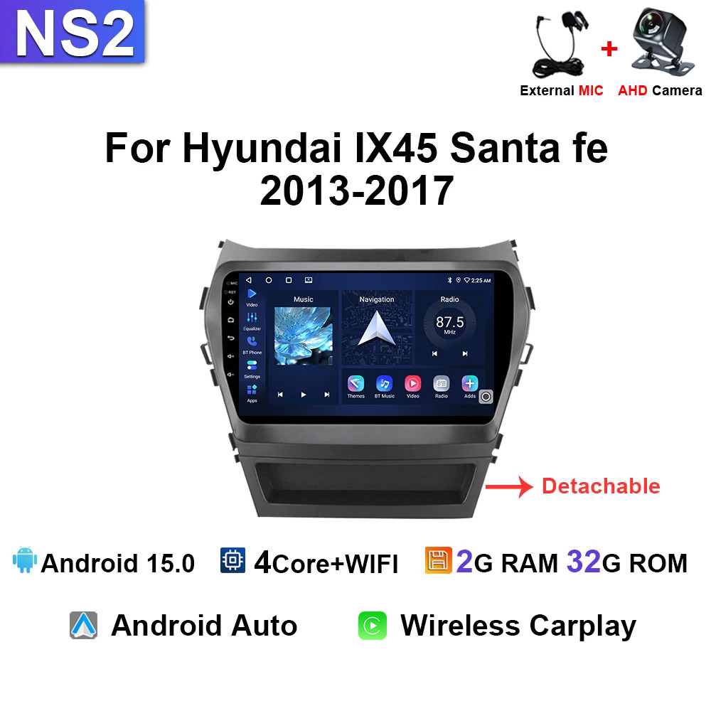 For Hyundai IX45 Santa Fe 2013-2017 Car Radio Multimedia CarPlay GPS Navi Stereo