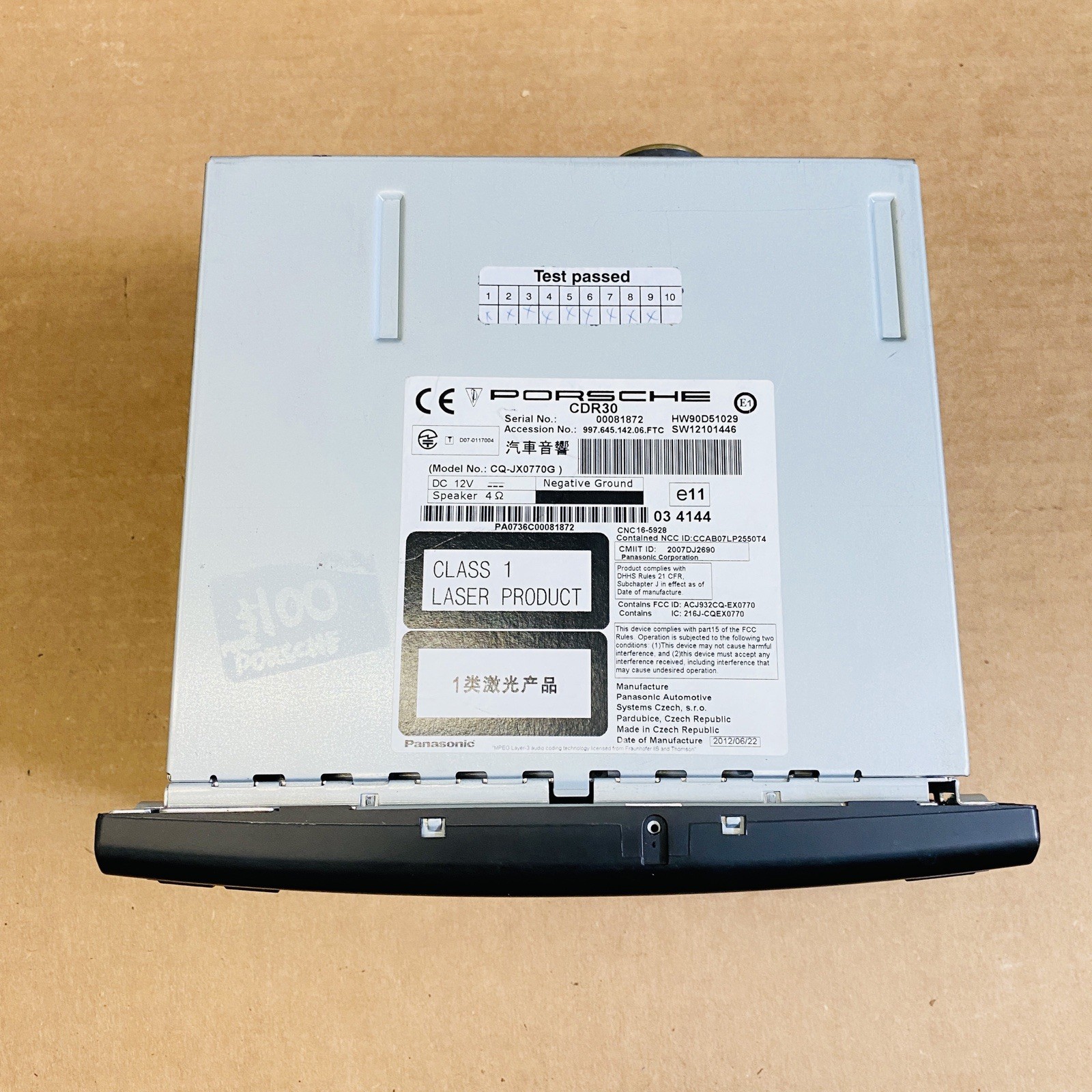 Porsche CDR30 CQ-JX0770G Radio CD Player OEM 2009-2012 Cayman Boxster 911 977
