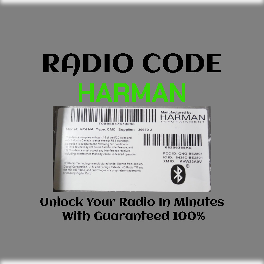 ANTI-THEFT HARMAN RADIO CODE SERIES UCONNECT 8.4 VP4 G STEREO PINCODE SERVICE