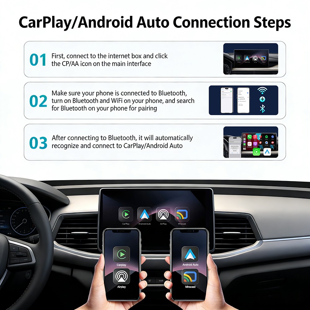 1/2X 4IN1 Wired to Wireless CarPlay Adapter for Apple iPhone Auto Mirror Link