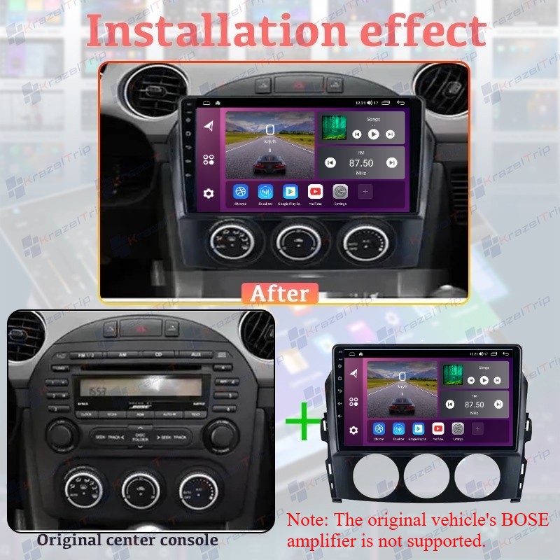 9″ Android 15 Stereo GPS Navi for Mazda Miata MX-5 2006-2015 Car Radio Carplay