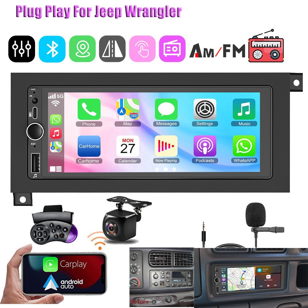 For Jeep Wrangler 1997-2002 Jeep TJ Apple Carplay Stereo Radio Android Auto GPS