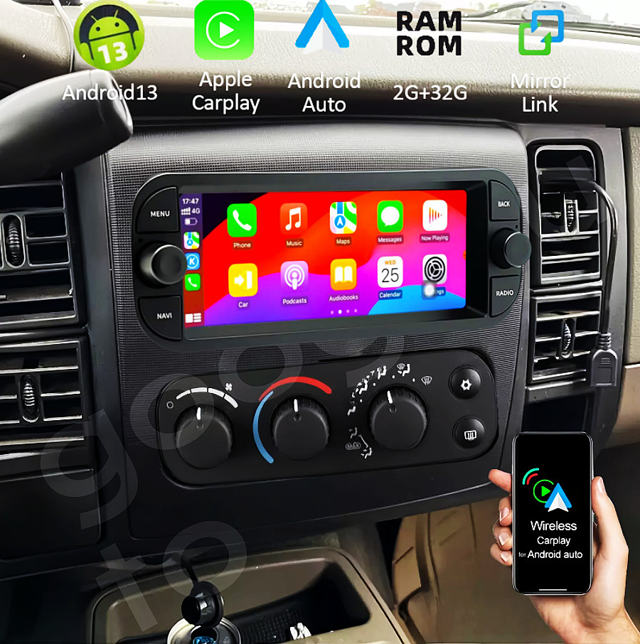 para 2001 2002-2004 DODGE DAKOTA CARPLAY ANDROID Radio Estéreo de Coche GPS