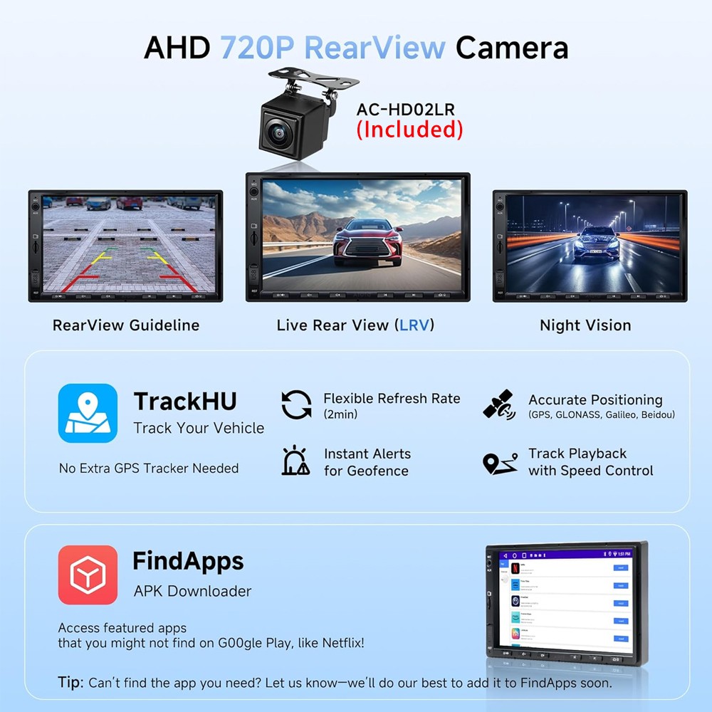 ATOTO F7WE 7″ Double DIN GPS Car Stereo Wireless Android Auto &CarPlay,Bluetooth