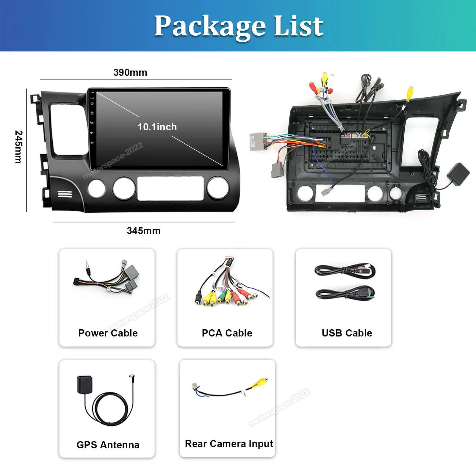 For Honda Civic 2006-2011 Apple CarPlay 10″ Android 13 Car Stereo GPS WiFi 4+64G