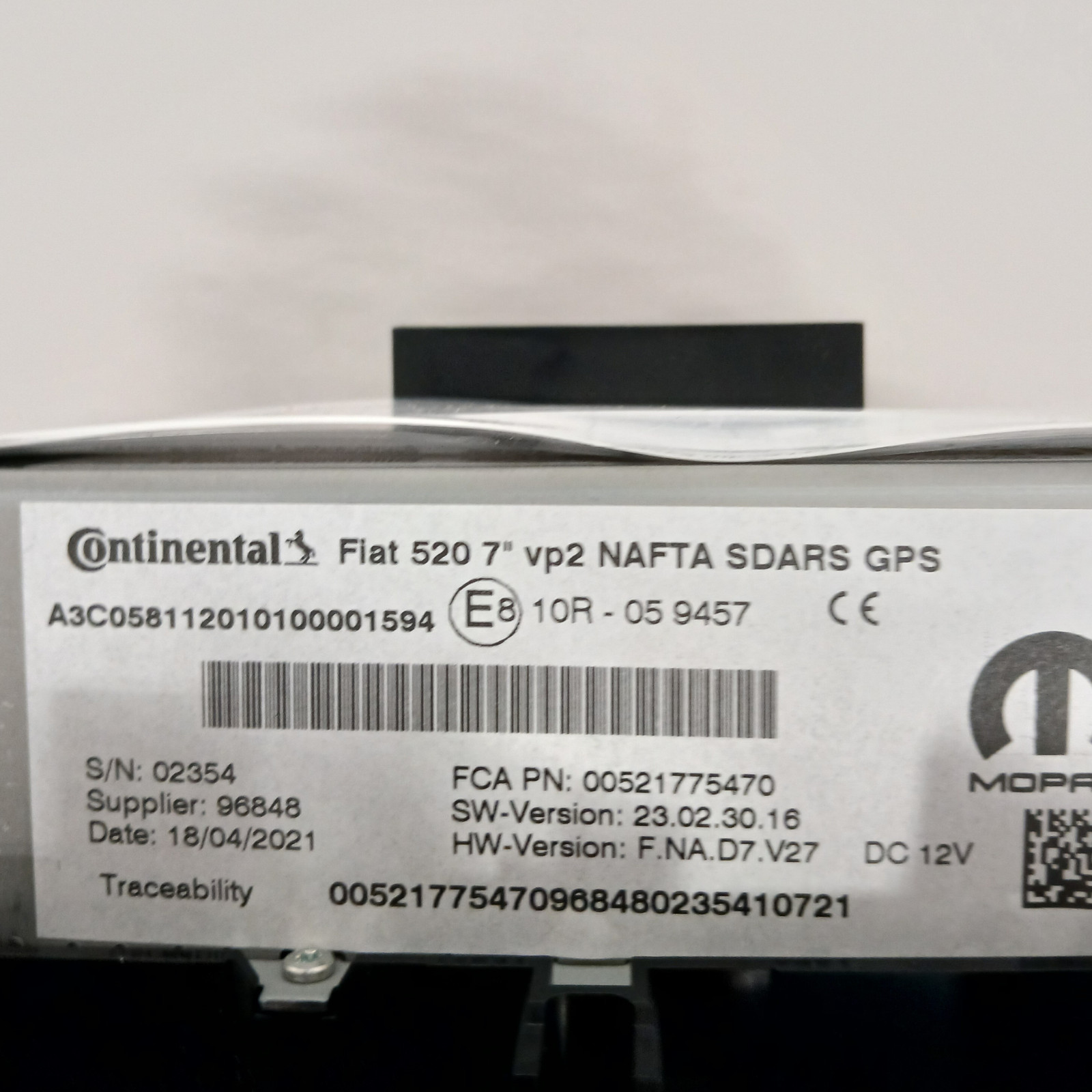 Fiat 520 7″ VP2 NAFTA GPS Radio Infotainment Display 00521775470 TESTED & WORKS