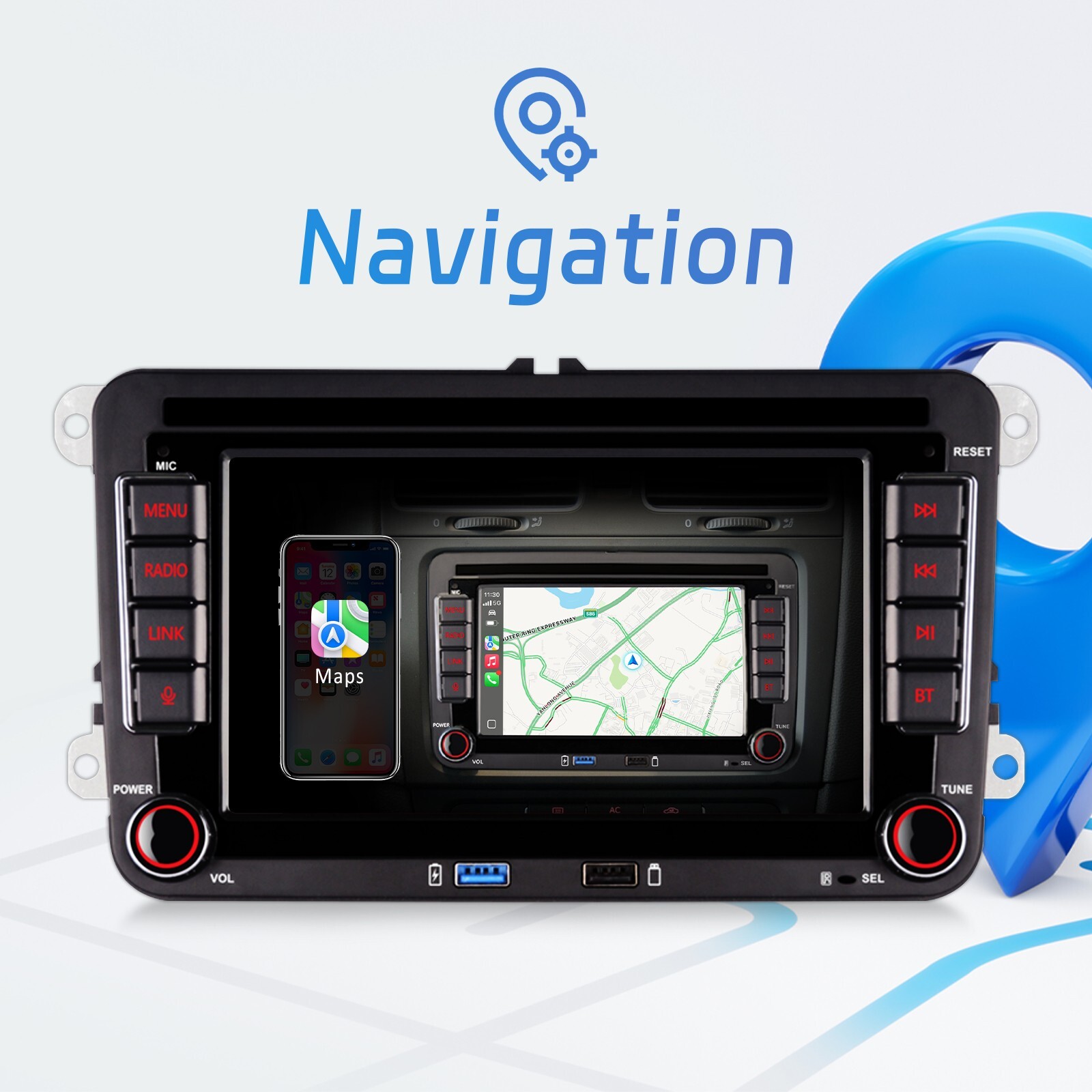 Car Stereo BT RDS VW Jetta Tiguan Passat Radio Android Auto DAB CarPlay FM/AM