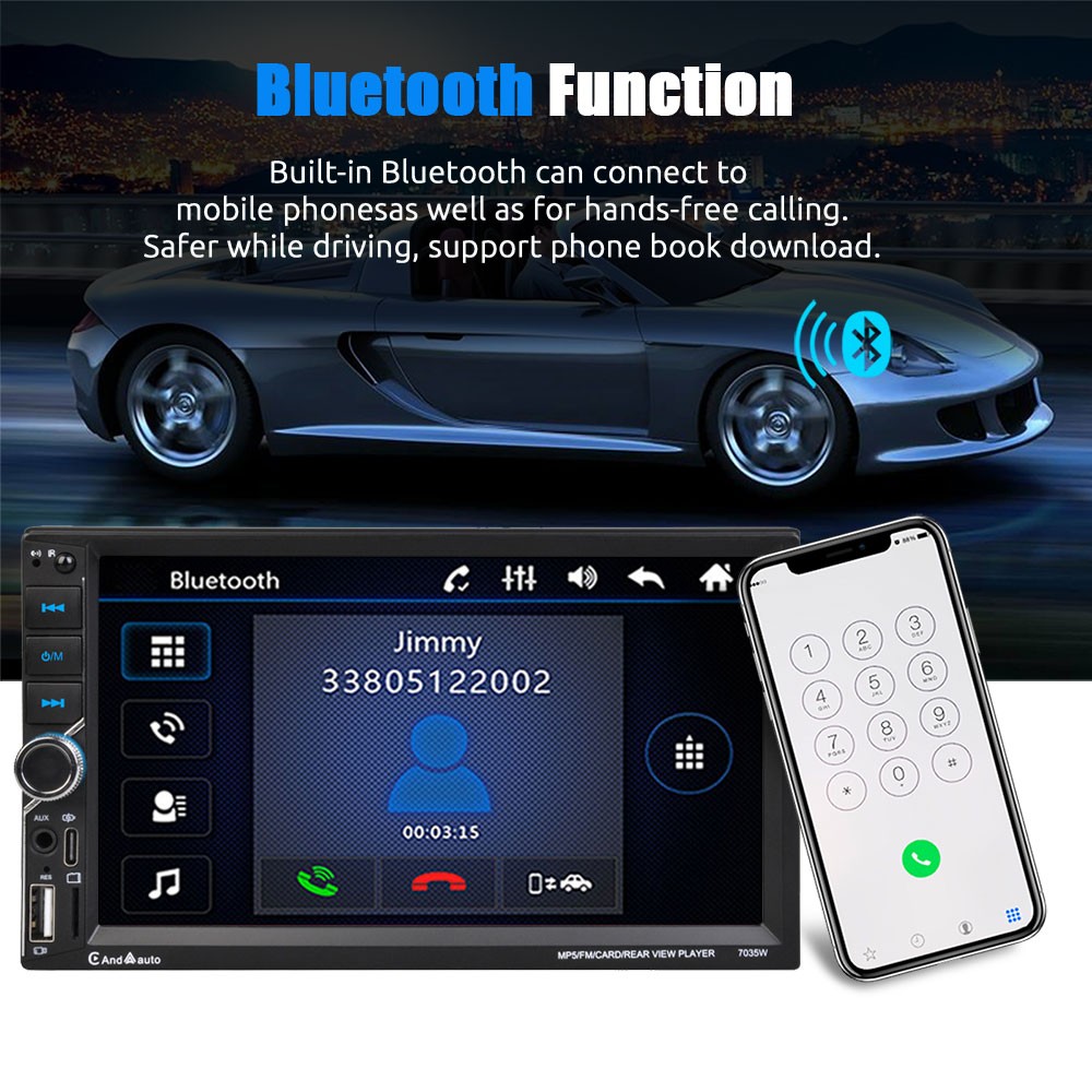 Apple CarPlay Android Auto Car Stereo Bluetooth CAM Radio 7″ 2 DIN Touch Screen