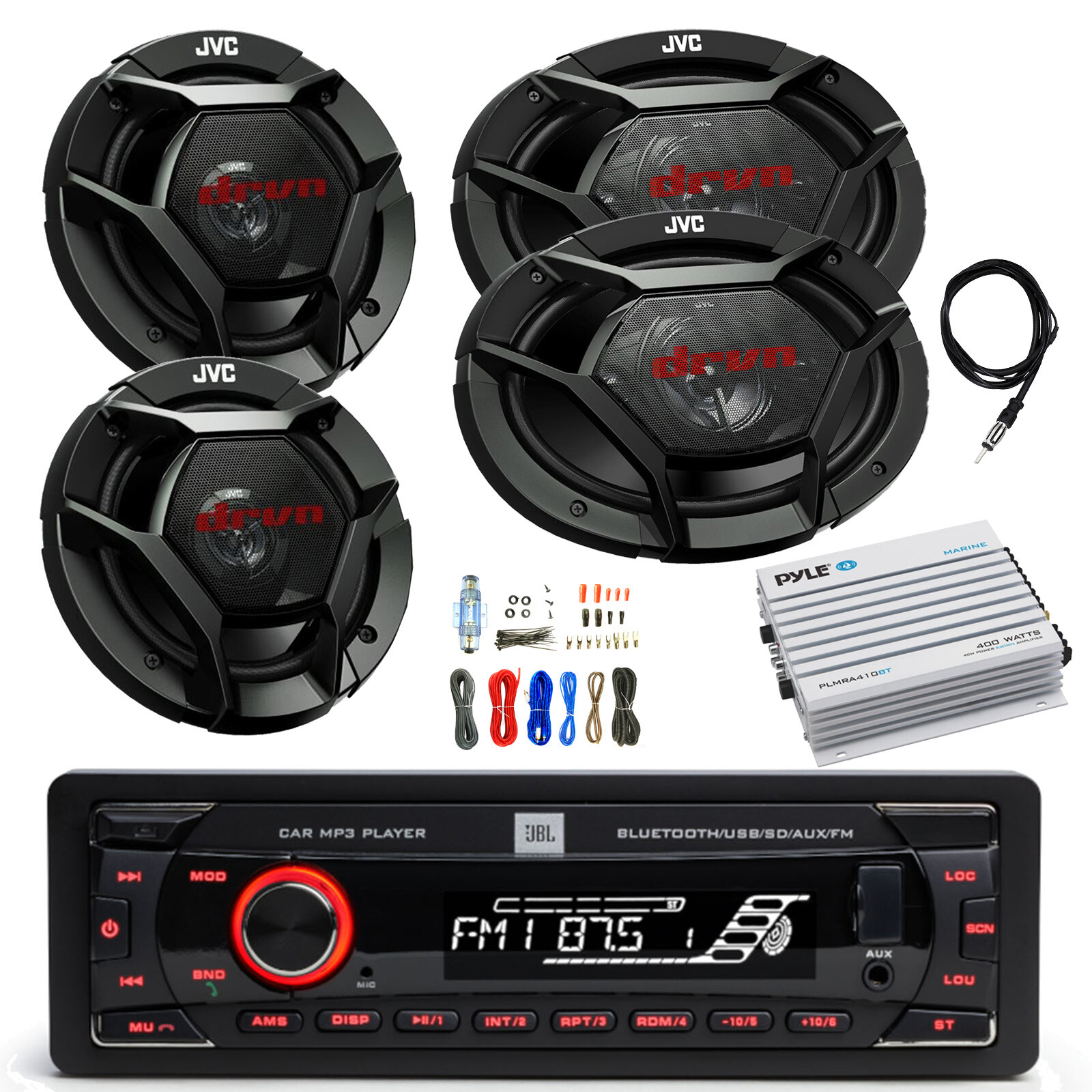 JBL Celebrity100 Radio, Bluetooth Amp w/Kit, 2x 6×9″ + 2x 6.5″ Speakers, Antenna