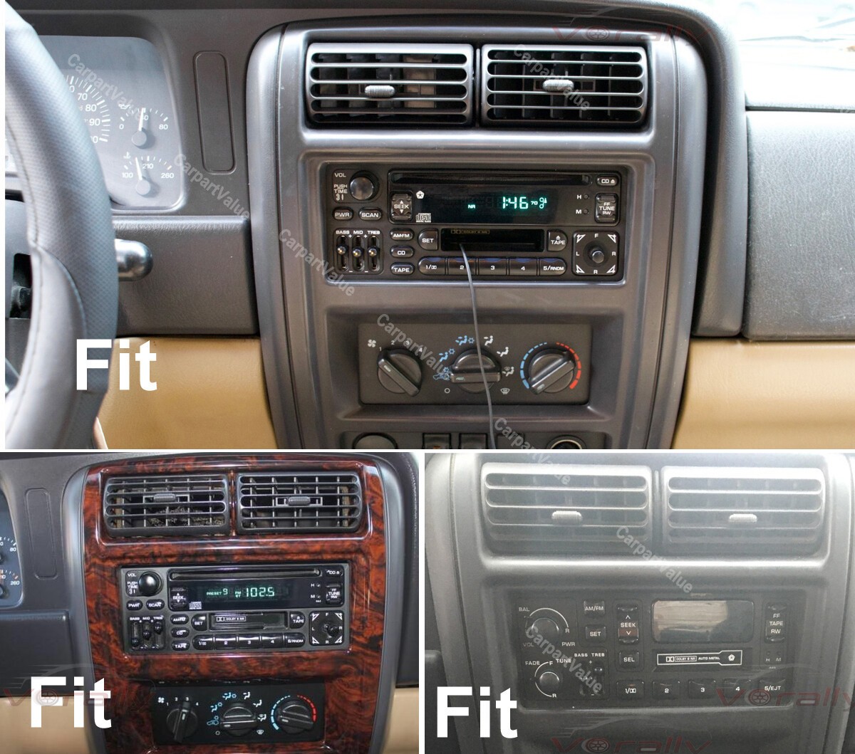 For Jeep Cherokee 1997-2001 XJ Apple Carplay Android 14 Auto Stereo Radio +Cam