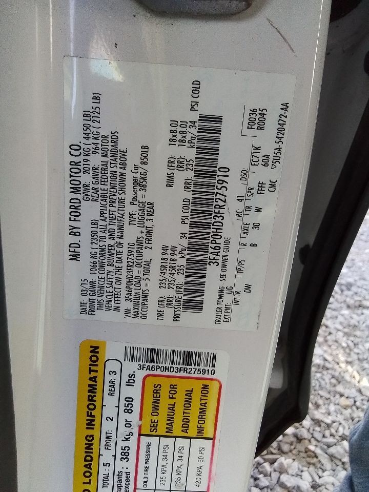 2015-2016 Ford Fusion Radio Receiver w/Satellite w/o HD ID FS7T-19C107-BA or BB