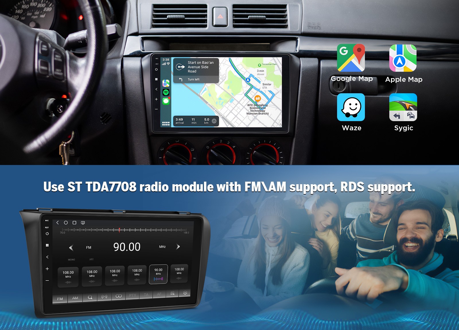 9″Android QLED 6+64 for mazda3 2004-2009 Car Stereo Wireless CarPlay Plug & Play