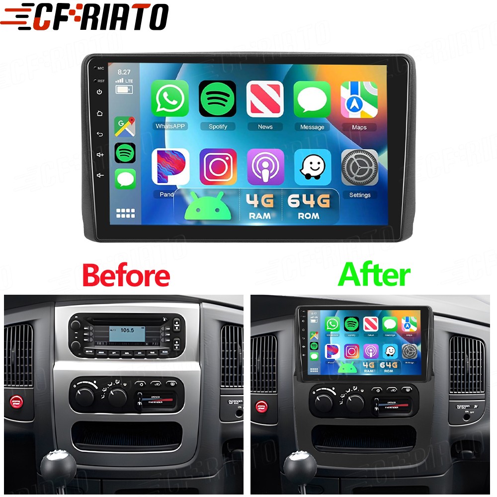 4+64GB For 2002-2005 Dodge Ram 1500 2500 3500 Android15 CarPlay Car Stereo Radio