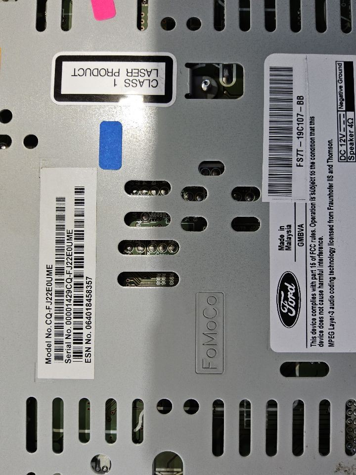 2015-2016 Ford Fusion Radio Receiver w/Satellite w/o HD ID FS7T-19C107-BA or BB