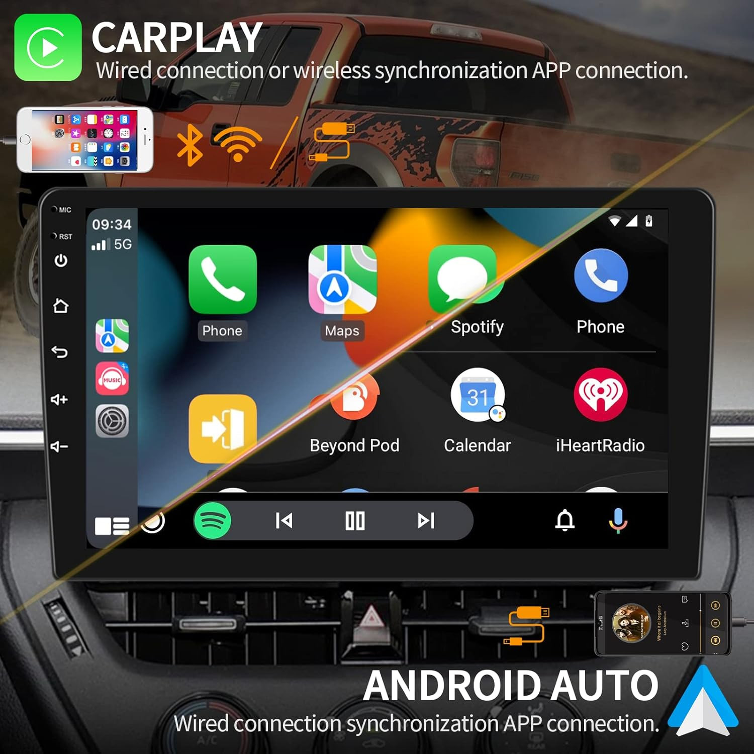 For 2000-2005 Ford Excursion 10″ Carplay Android13 Car Stereo Radio GPS Navi 64G