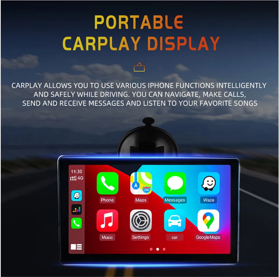 Portable Bluetooth Video MP5 Player 7in Monitor Wireless CarPlay Android Auto