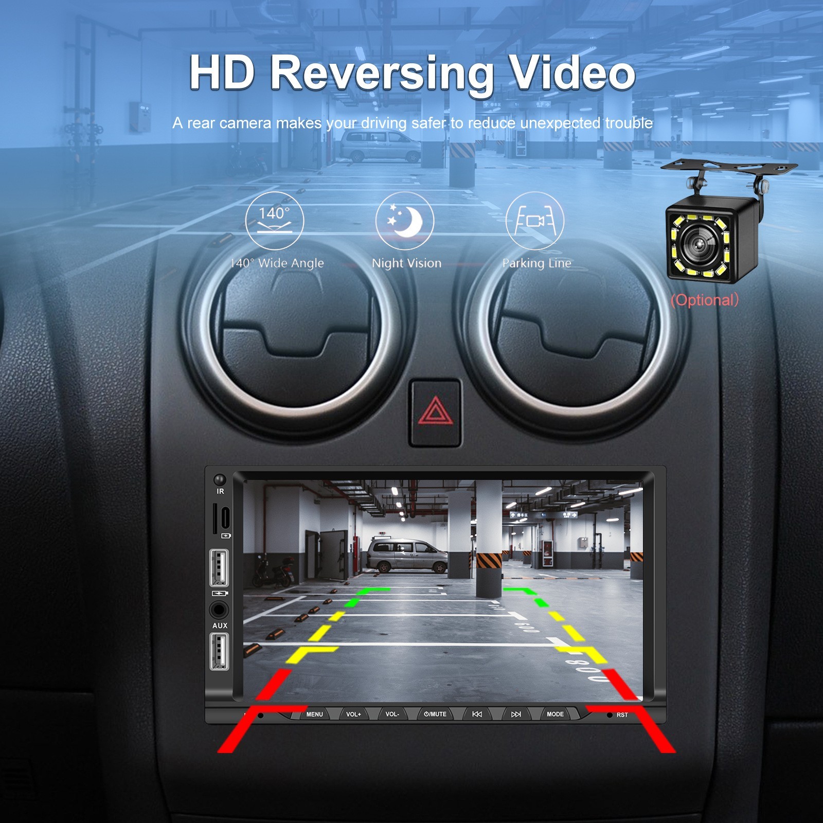 7″ Wireless CarPlay Android MP5 Car Stereo 1080p Touchscreen Bluetooth FM