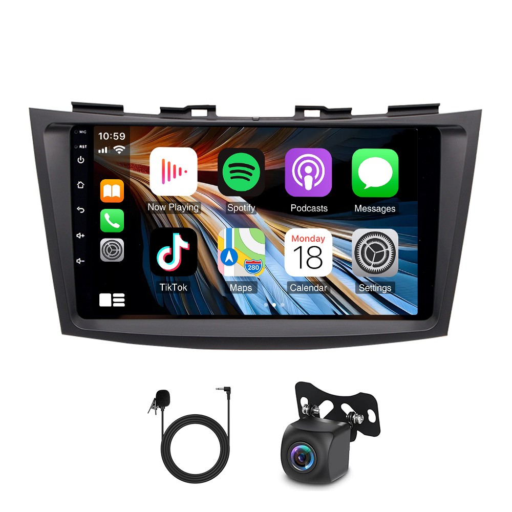 4+64G Android 15 CarPlay Stereo Radio GPS Sat Nav 9″ For Suzuki Swift 2010-2016