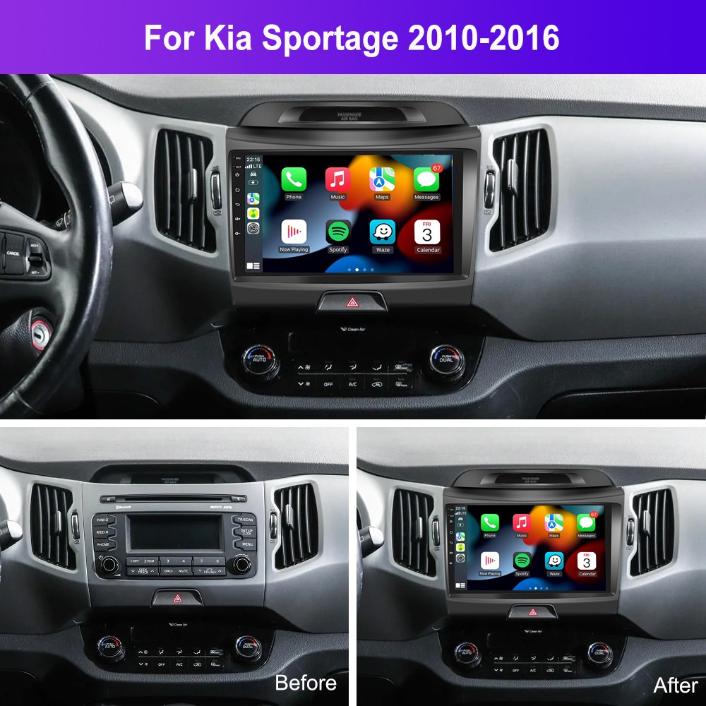 4+64G Car Radio Stereo For KIA Sportage 3 2010-2016 Apple Carplay Android 15 GPS