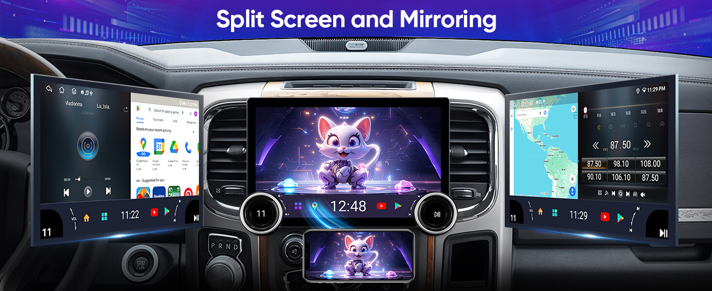 Car Stereo for Dodge Ram 1500-3500 2013-2018 Wireless CarPlay, Android Auto 4+64