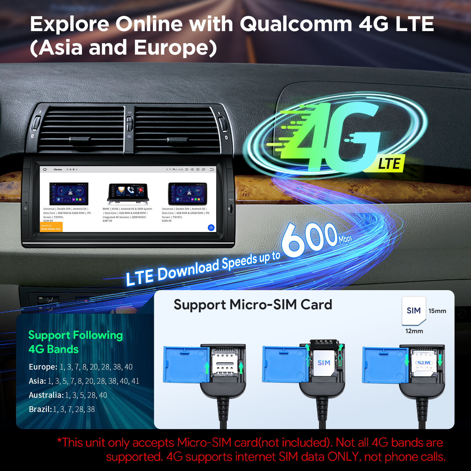 10.25″ QLED Android 14 8-Core 8+256GB Car Stereo Radio GPS For BMW X5 E53 DTS 4K