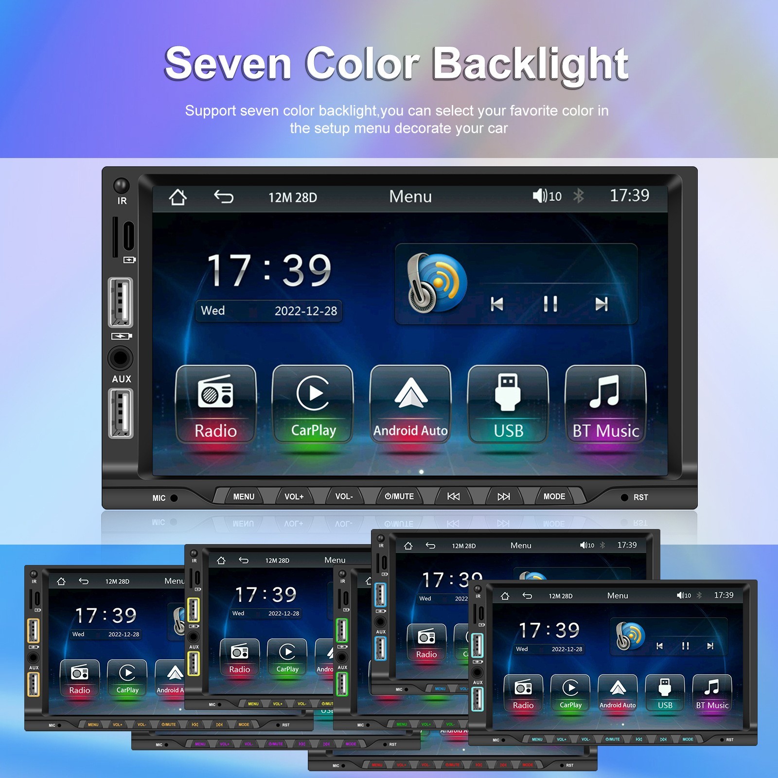 7″ Wireless CarPlay Android MP5 Car Stereo 1080p Touchscreen Bluetooth FM