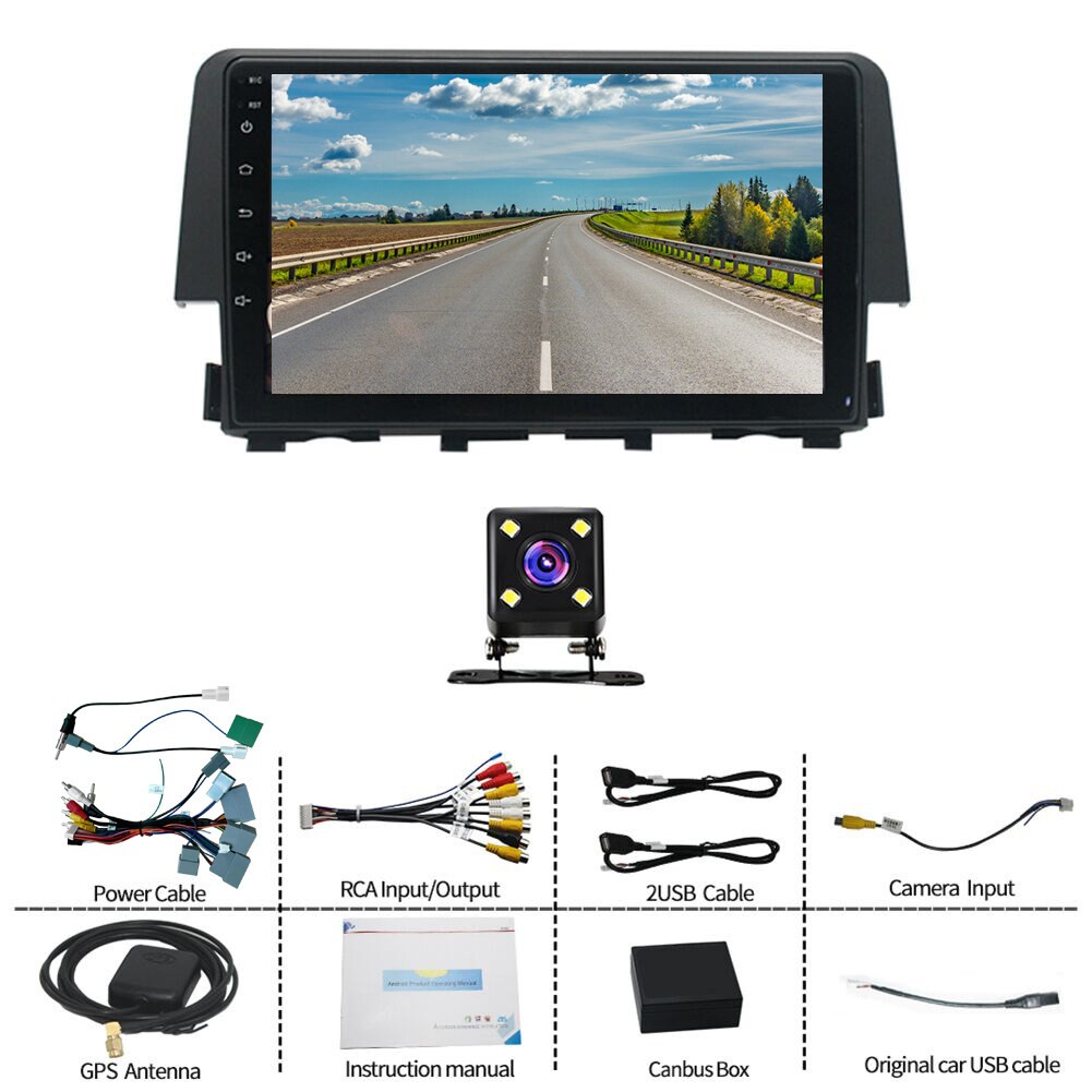 Carplay For Honda Civic 2016-2020 Android 15 Car Stereo Radio Gps WiFi FM/RDS BT