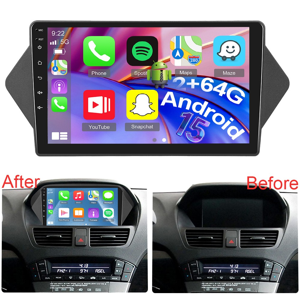 2+64GB Carplay Android 15 For 2007-2013 Acura MDX Car Stereo Radio GPS Navi WIFI