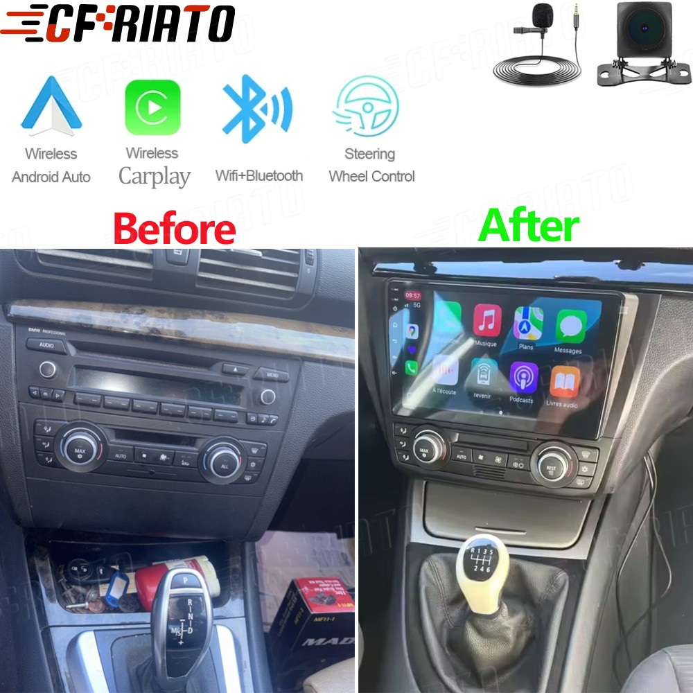 Android 15 Carplay For BMW 1 Series E88 E82 E81 E87 08-12 Car Stereo Radio + Cam
