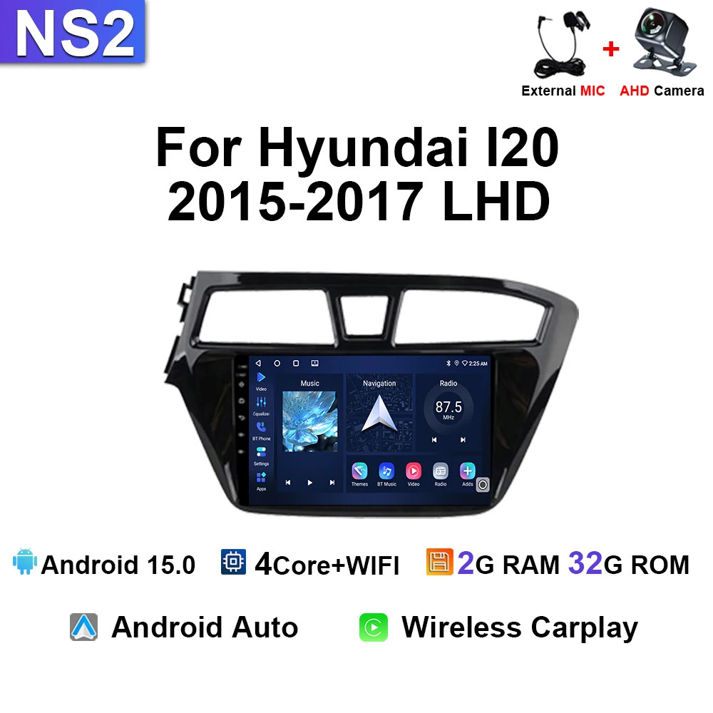 For HYUNDAI i20 LHD 2015-2017 Android Auto Car Radio Multimedia GPS Navi Carplay