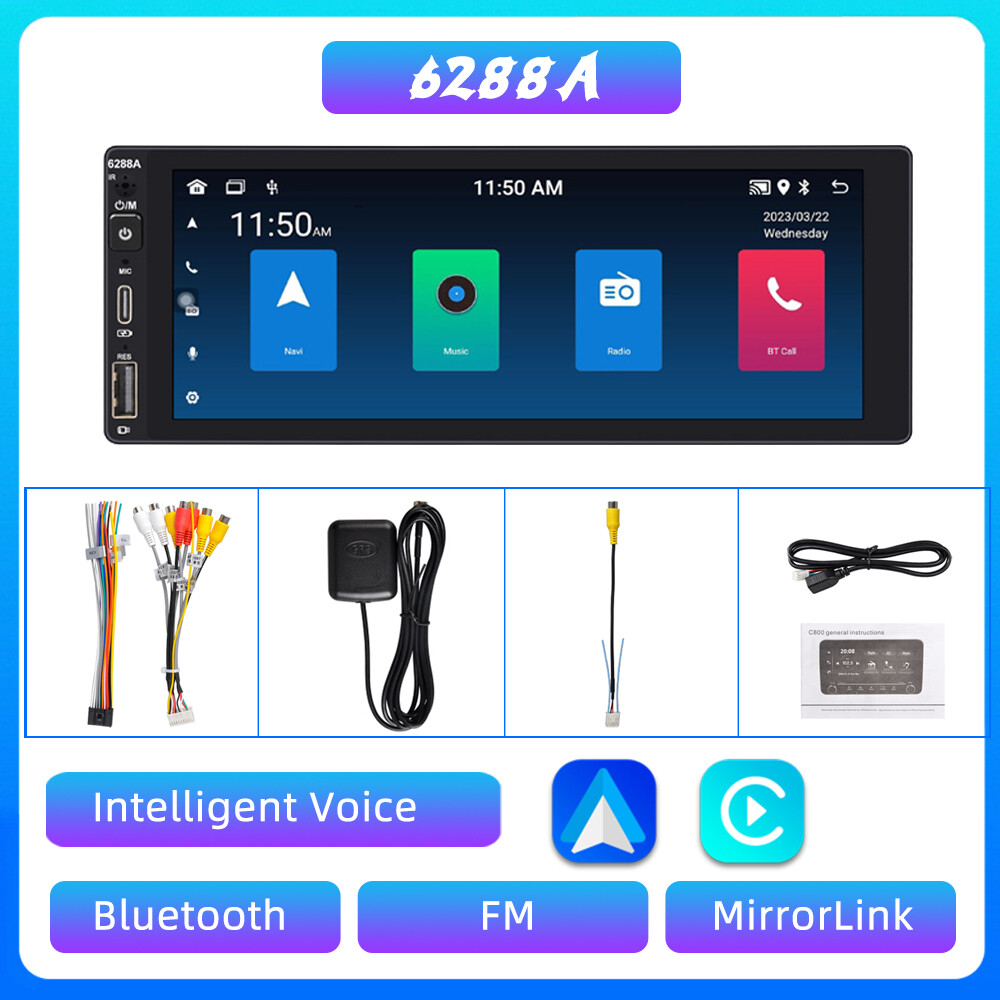 For Wireless Apple Carplay Android Auto 1 Din 6.9″ Car Radio Stereo GPS WIFI FM