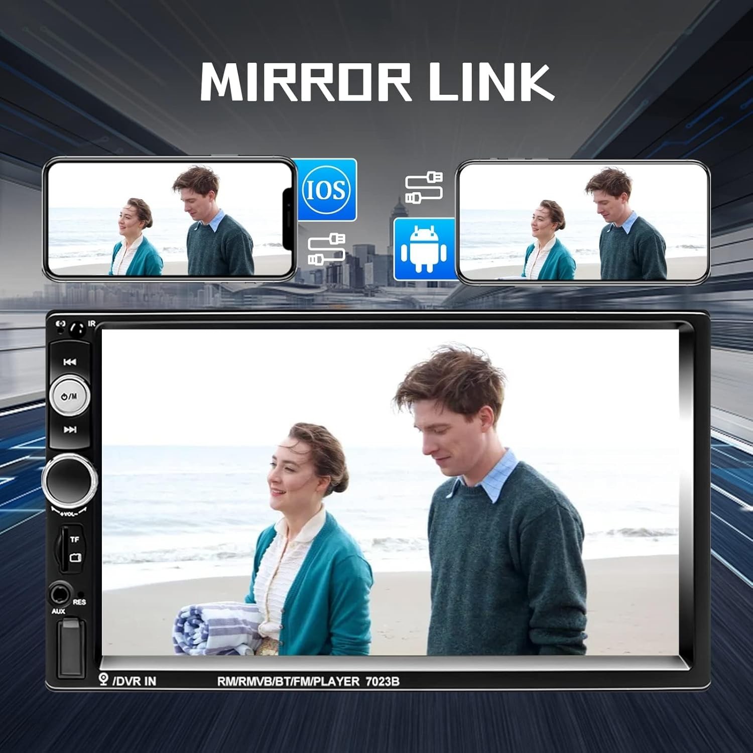 7″ Double Din Car Stereo MP5 Touchscreen Bluetooth Radio Mirror Link + Camera