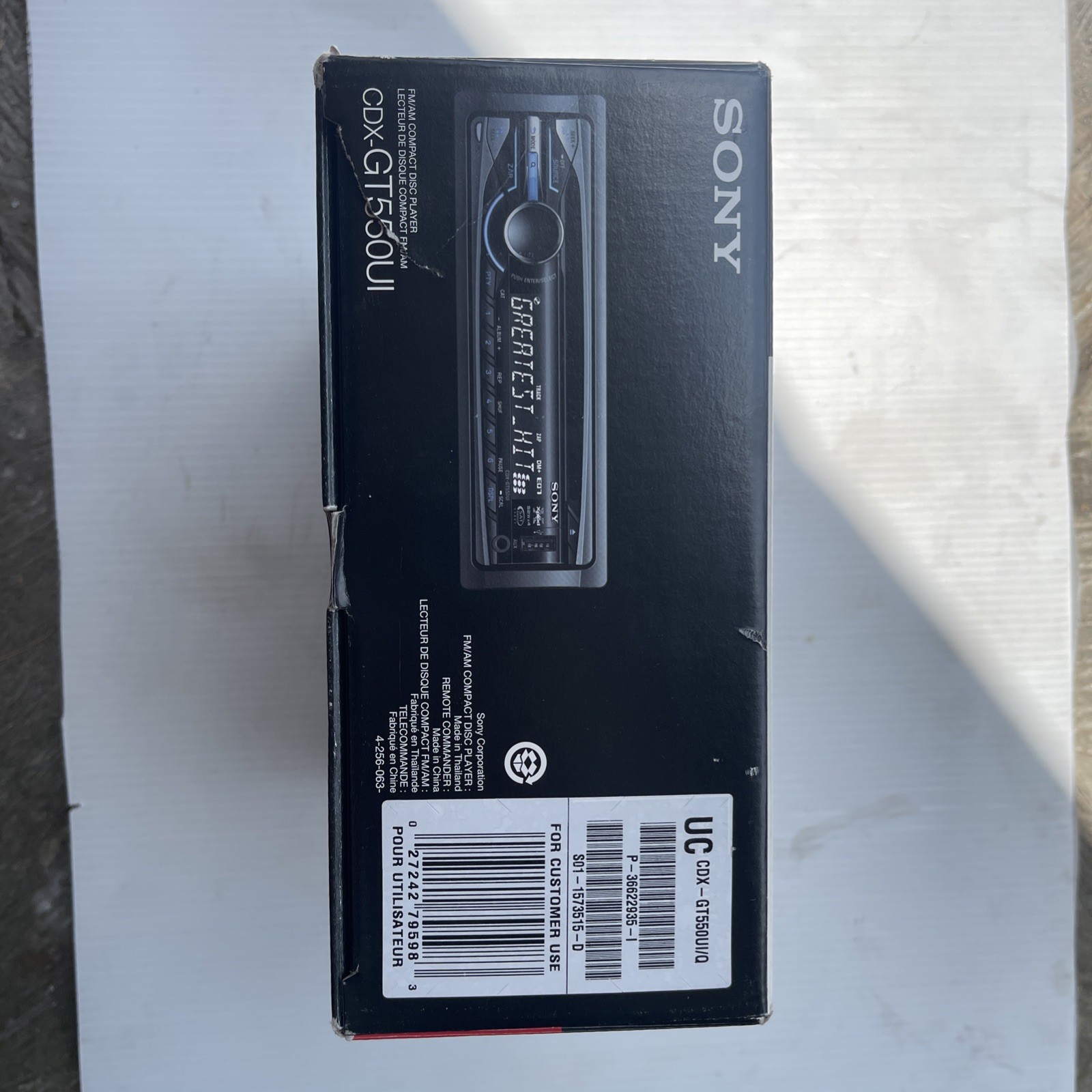 Sony CDX-GT550UI 1-DIN Car Stereo CD Receiver USB AUX MP3 WMA Detach Face