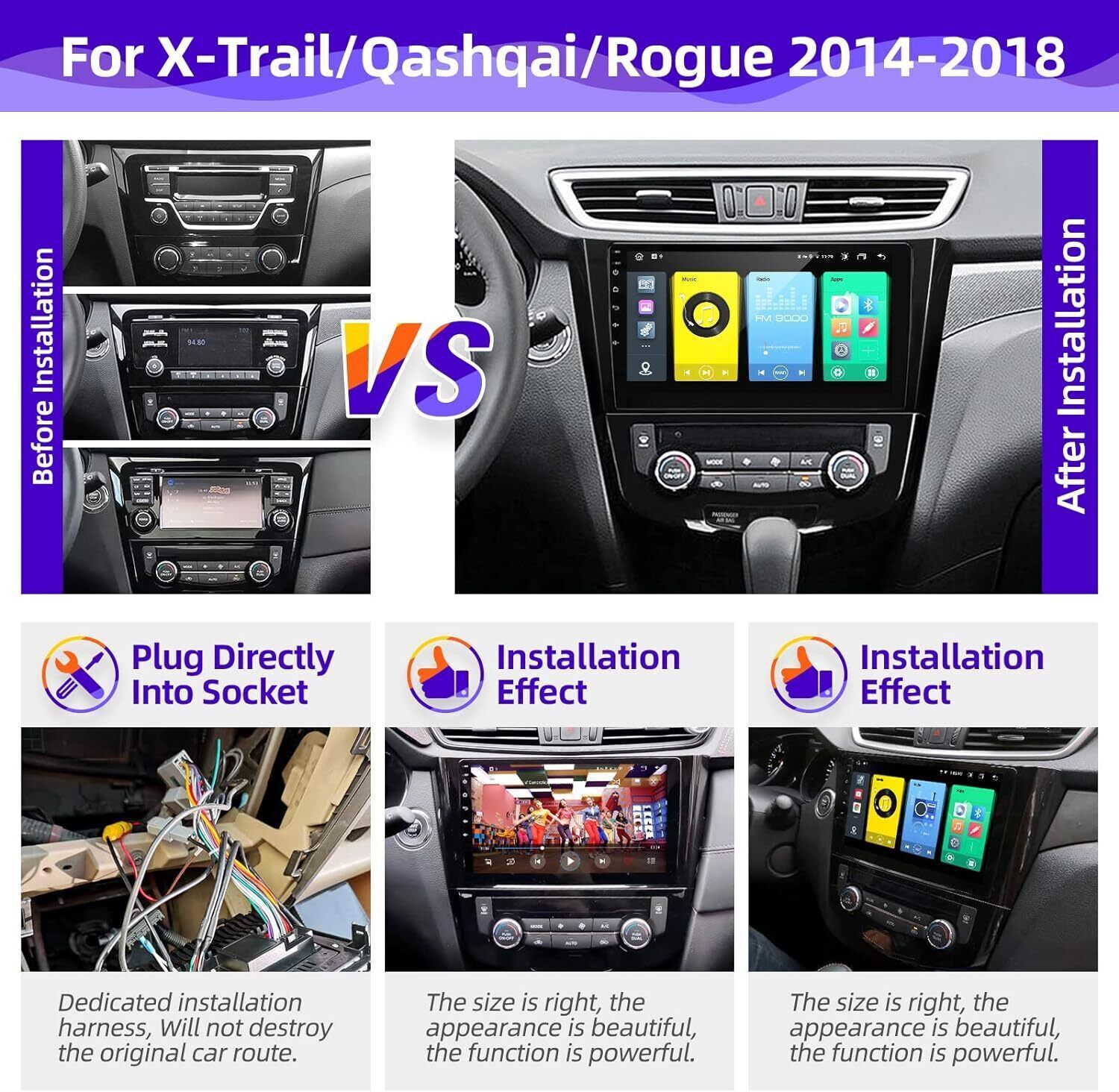 For Nissan Xtrail Qashqai Rogue 2014-2018 Android 13 Car Stereo Radio GPS NAVI