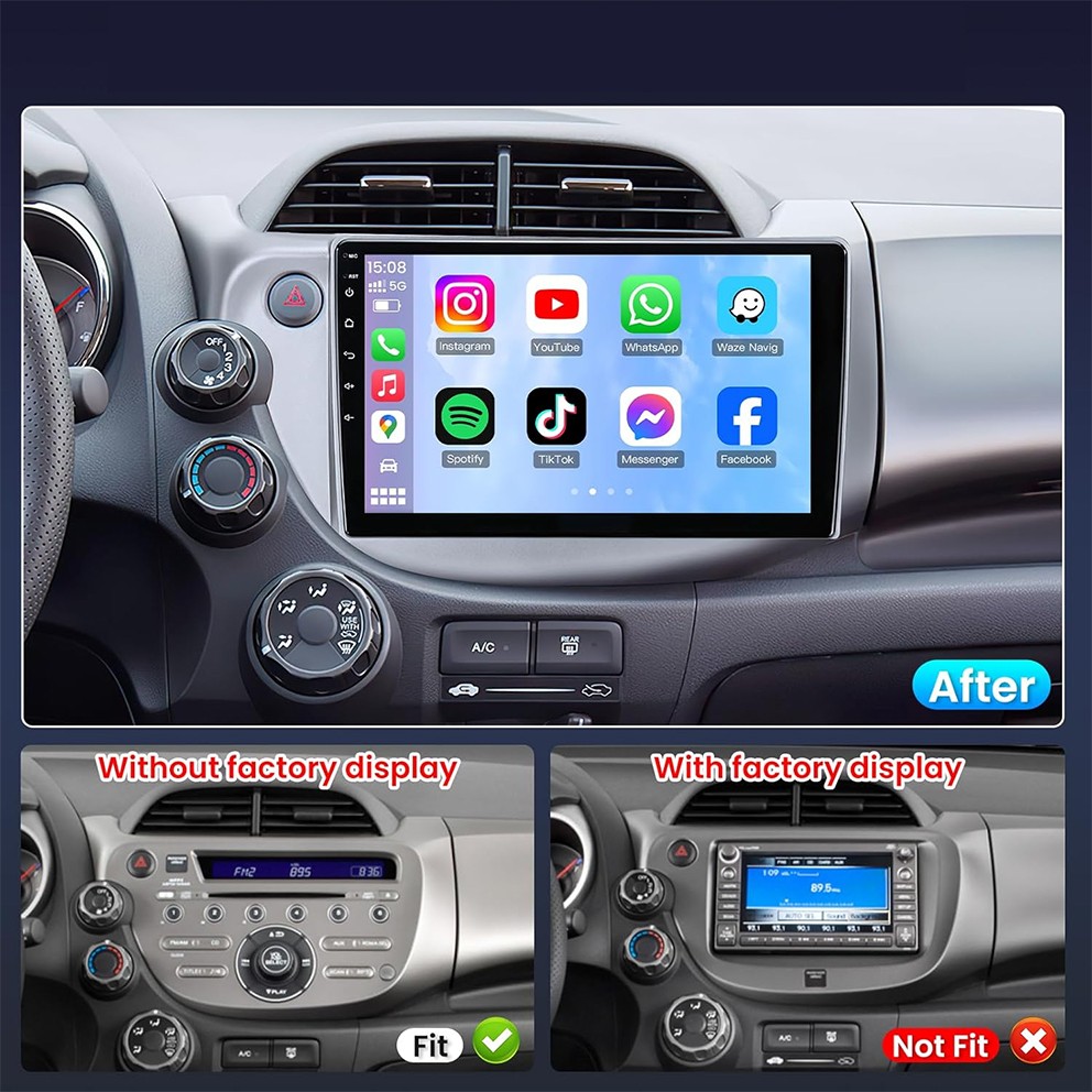 Head Unit For Honda Fit 2009-2013 32GB Android Carplay GPS Navi Car Stereo Radio