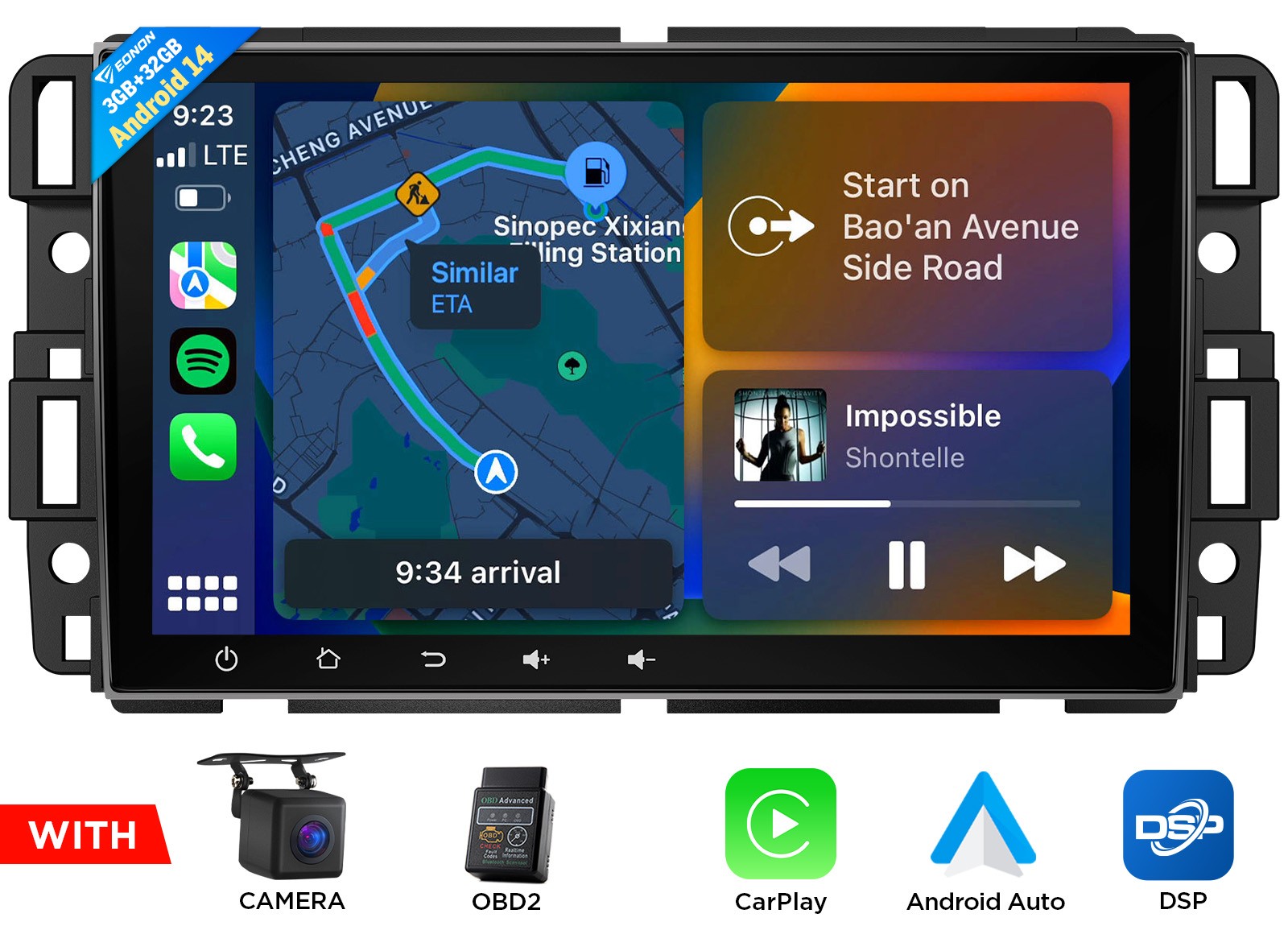 Android 14 8″ IPS Head Unit Car Stereo Radio GPS Navi CarPlay WiFi For GMC Chevy