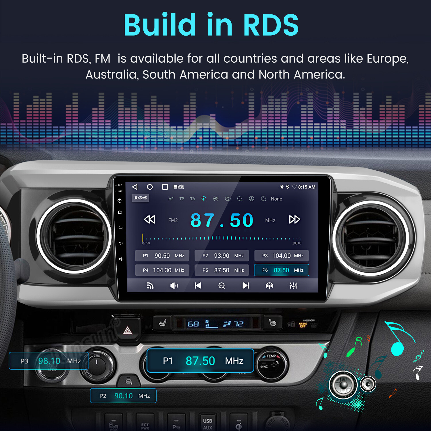 64G Android Car Stereo Radio For Toyota Tacoma 2016-2021 Carplay GPS Navi FM RDS