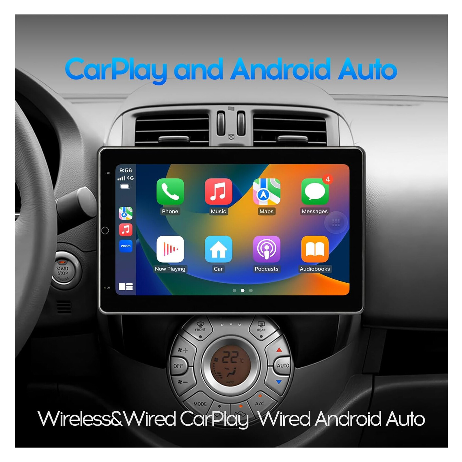 10”Rotatable Car Stereo Radio 2Din Android 13 Carplay GPS Navi Head Unit BT 32G