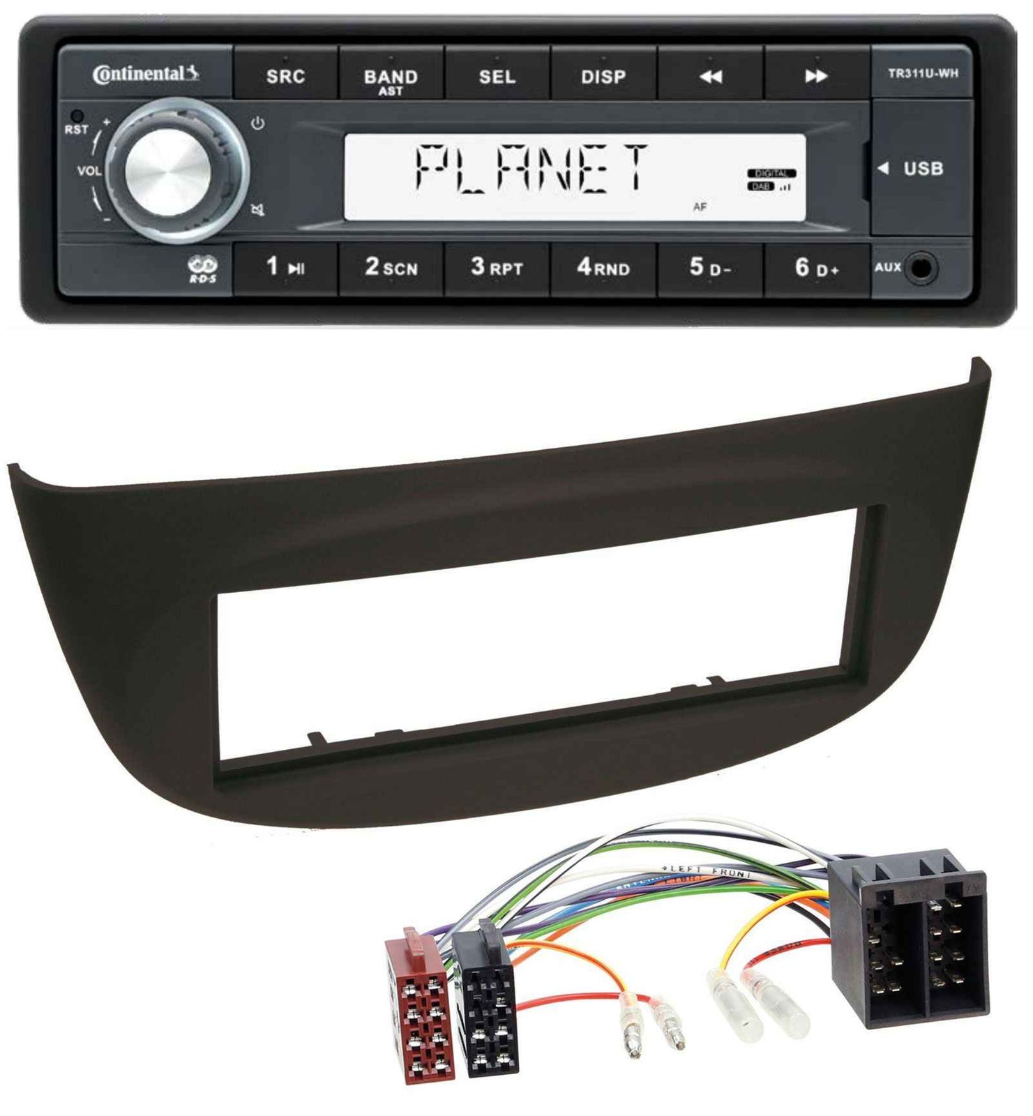 Continental USB MP3 AUX 1DIN Car Stereo for Renault Twingo (07-12) Black