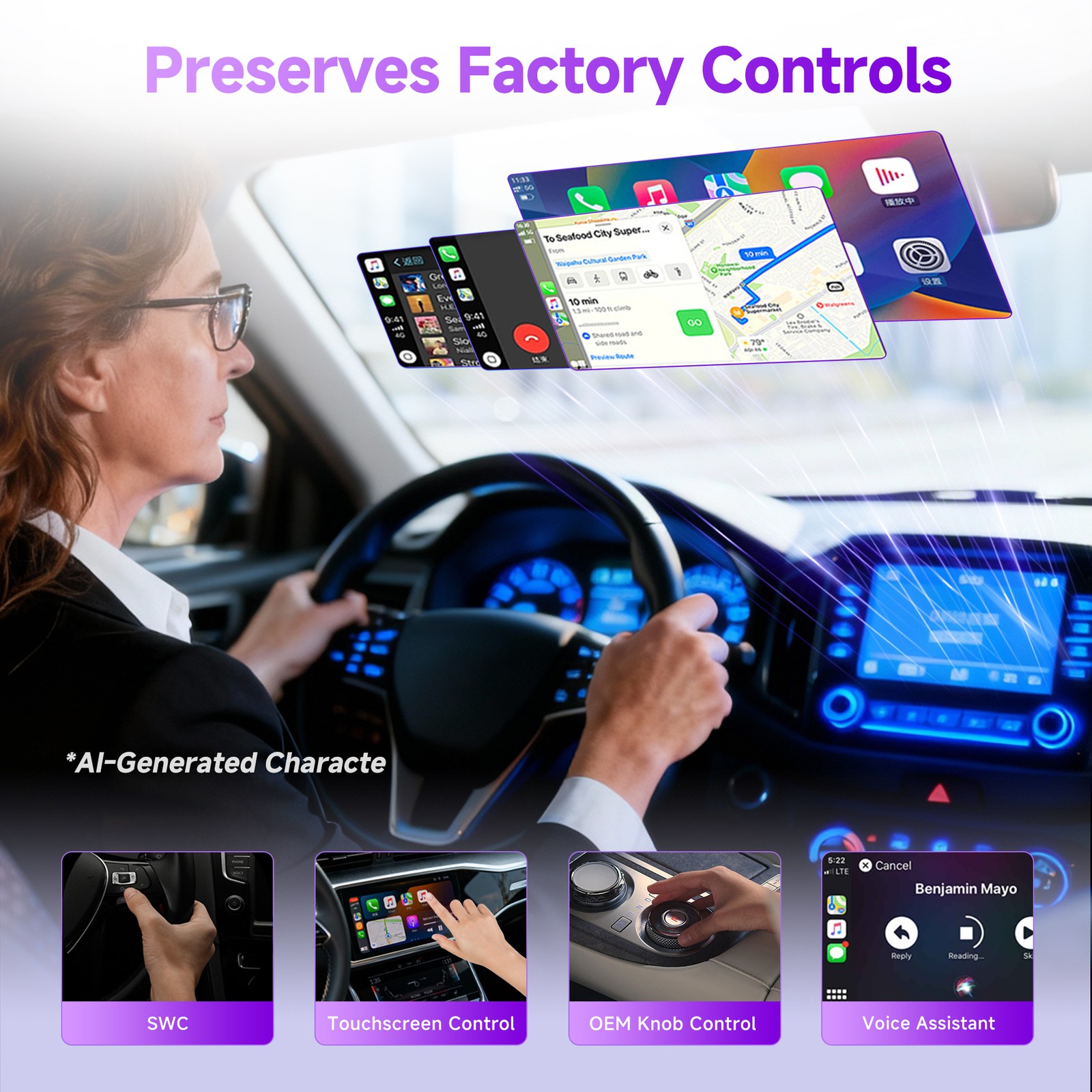2-IN-1 Carplay Adapter Wired to Wireless CarPlay Android Auto Mirror Link USA