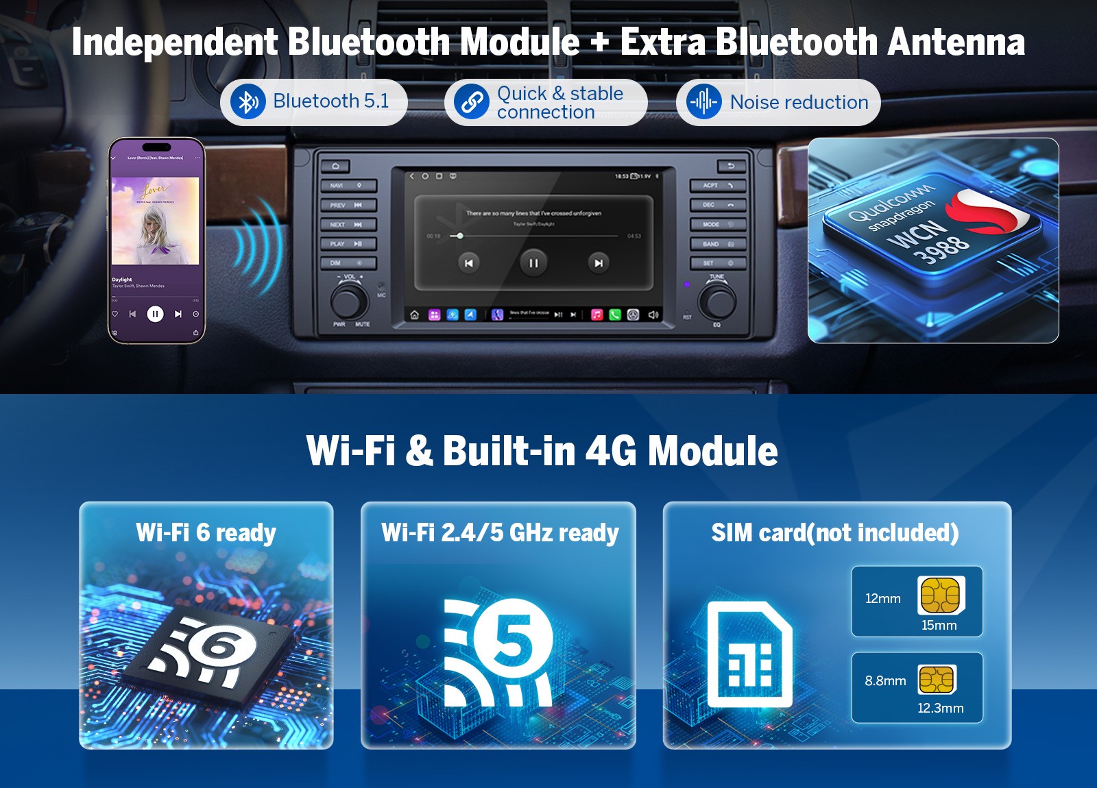 7″Android QLED 6+64 for BMW E39 530i 528i M5 Car Stereo Radio CarPlay GPS WiFi 6