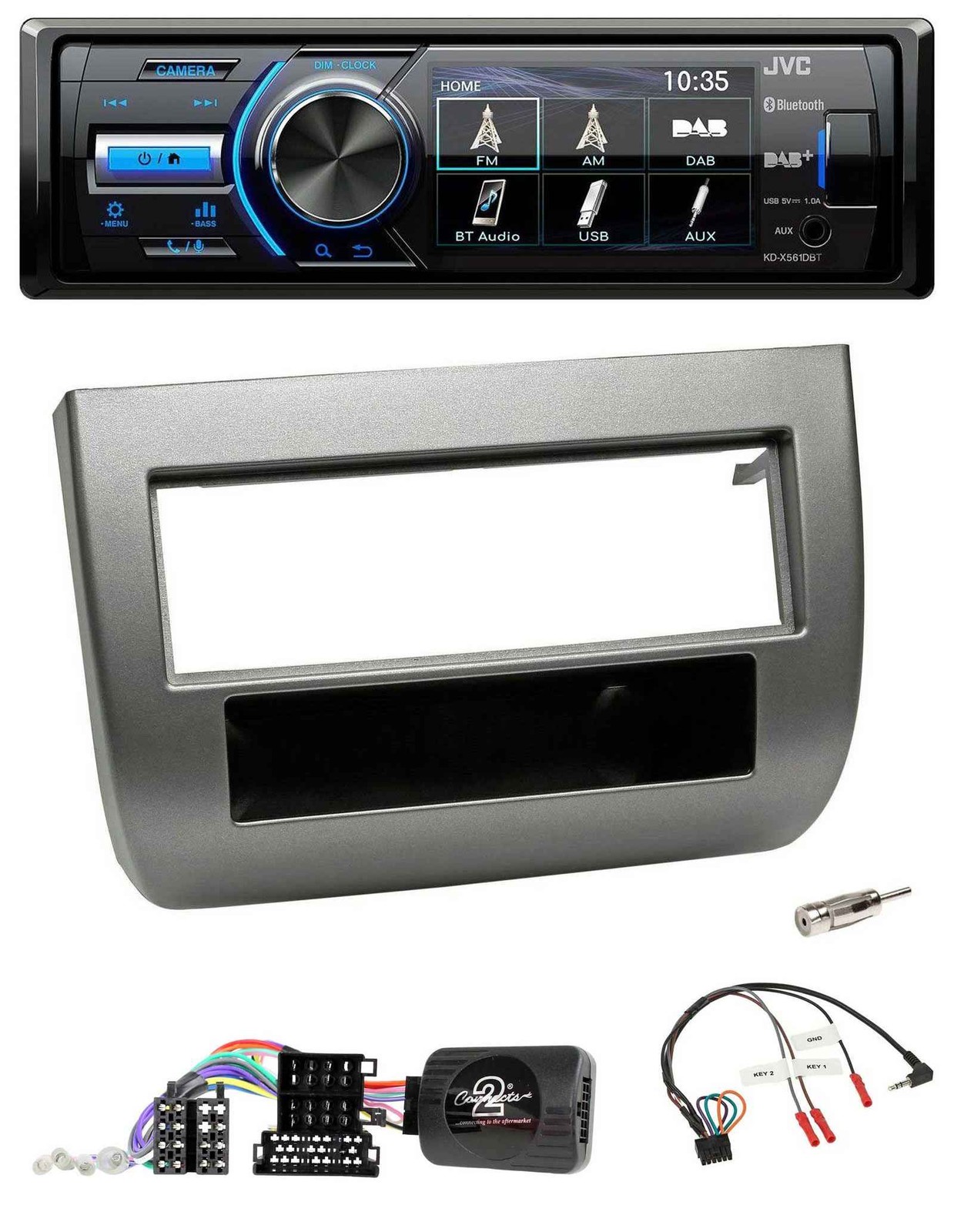 JVC Bluetooth Steering Wheel USB DAB Car Stereo for Lancia Y 843 2005-2011 Charcoal