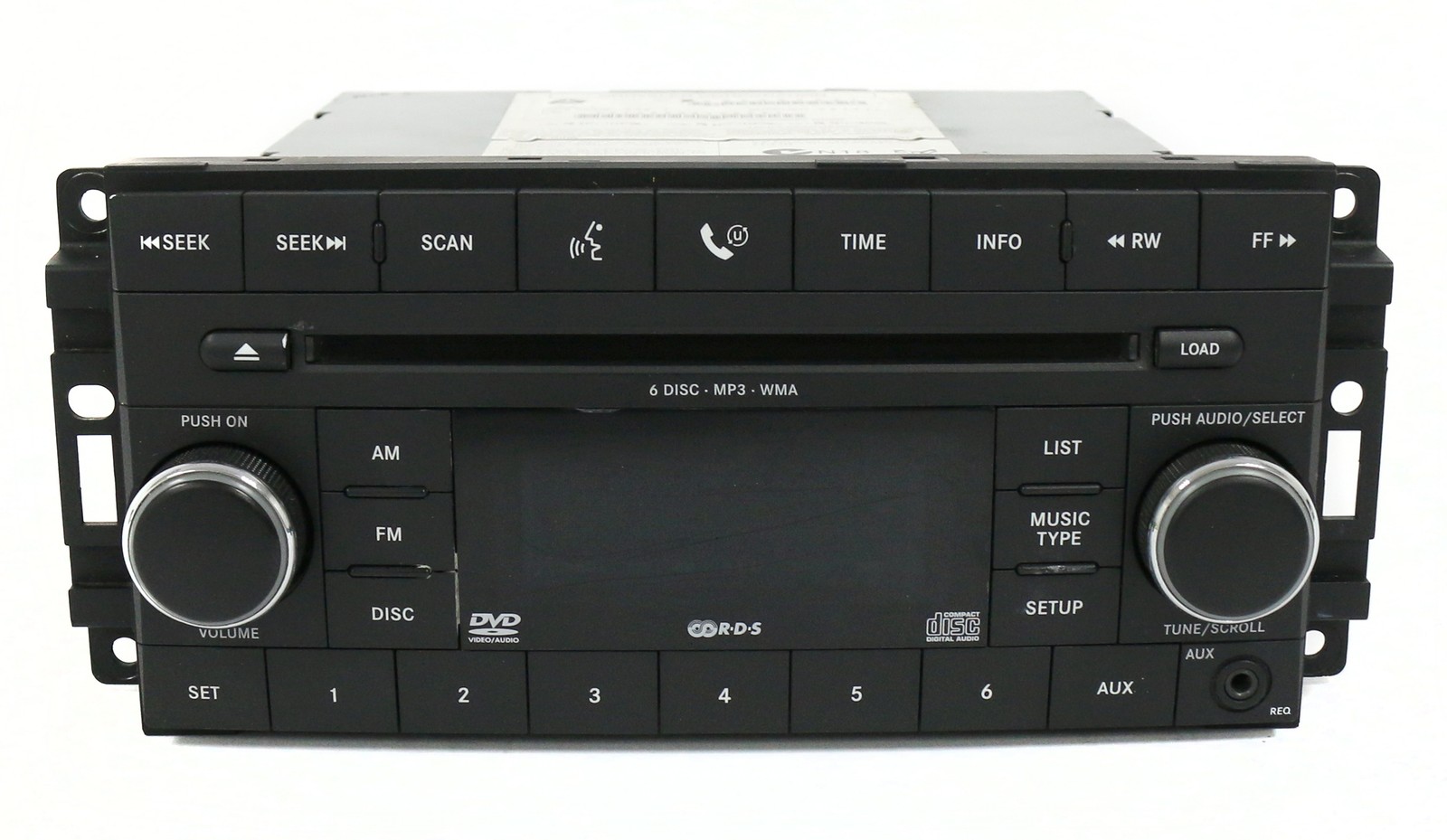 2008-2011 Dodge Dakota AM FM 6 Disc CD DVD Player w Aux Part 05064923AE Face REQ