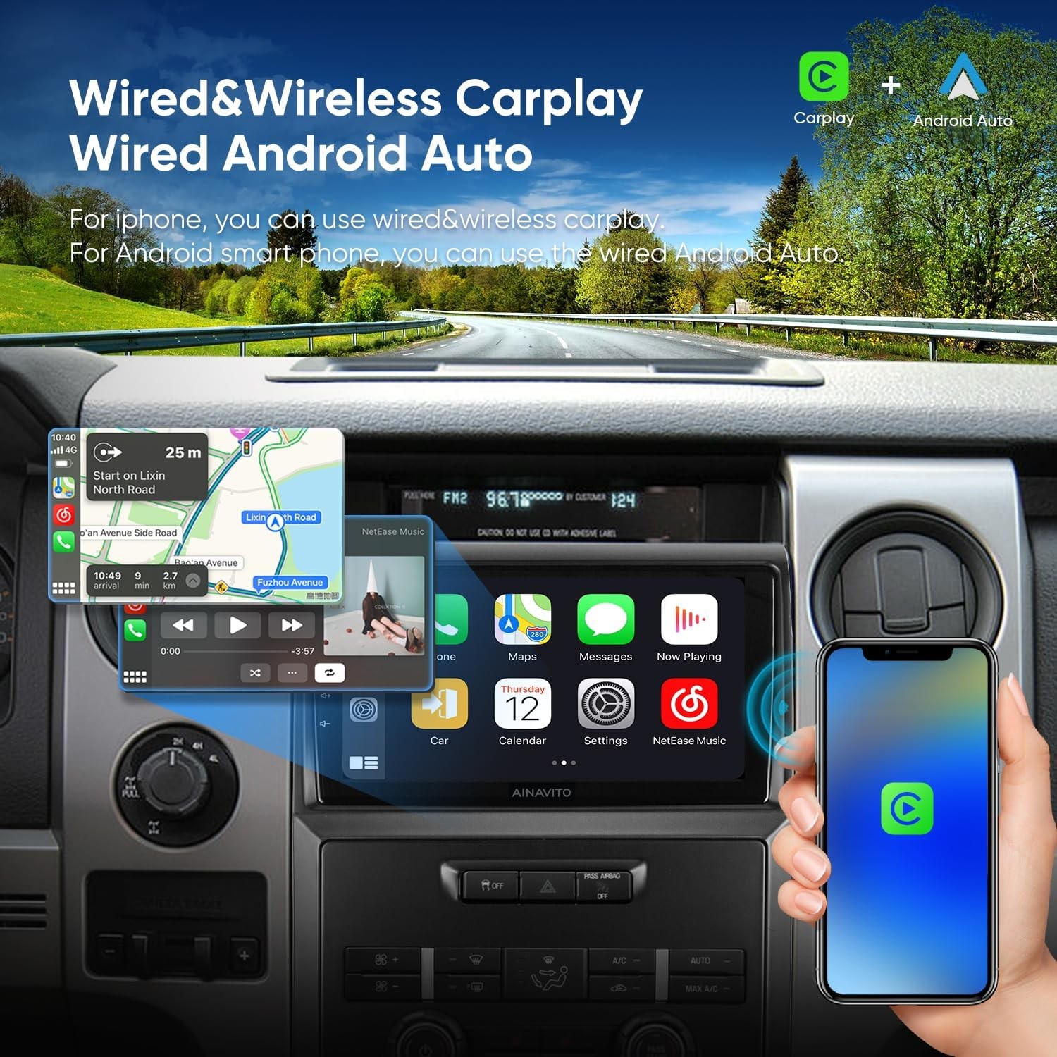 Android 13 Wifi Carplay GPS Stereo Radio Head Unit For Ford F-150 F150 2009-2014