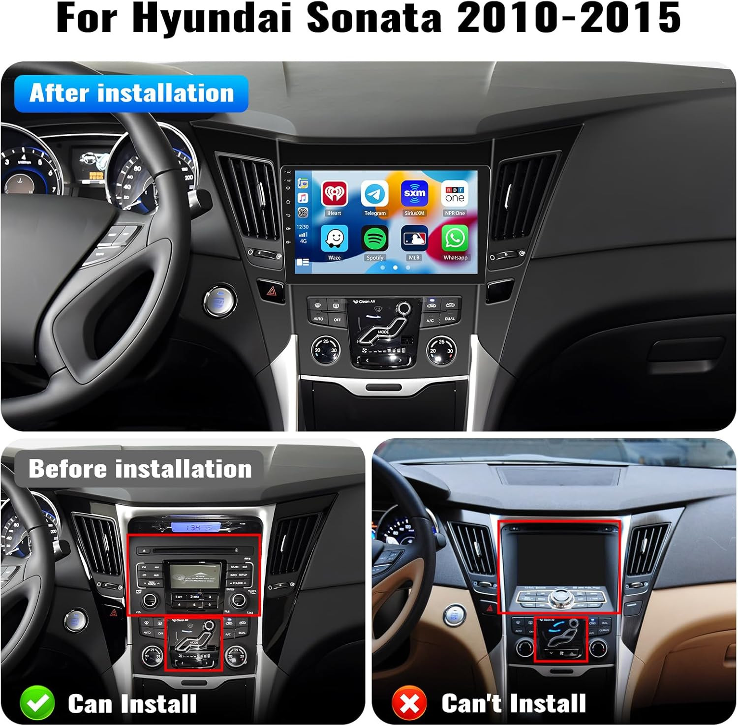 Car Radio Stereo FOR Hyundai Sonata 2011-2015 Car Play GPS Android 14 AHD 8 CORE