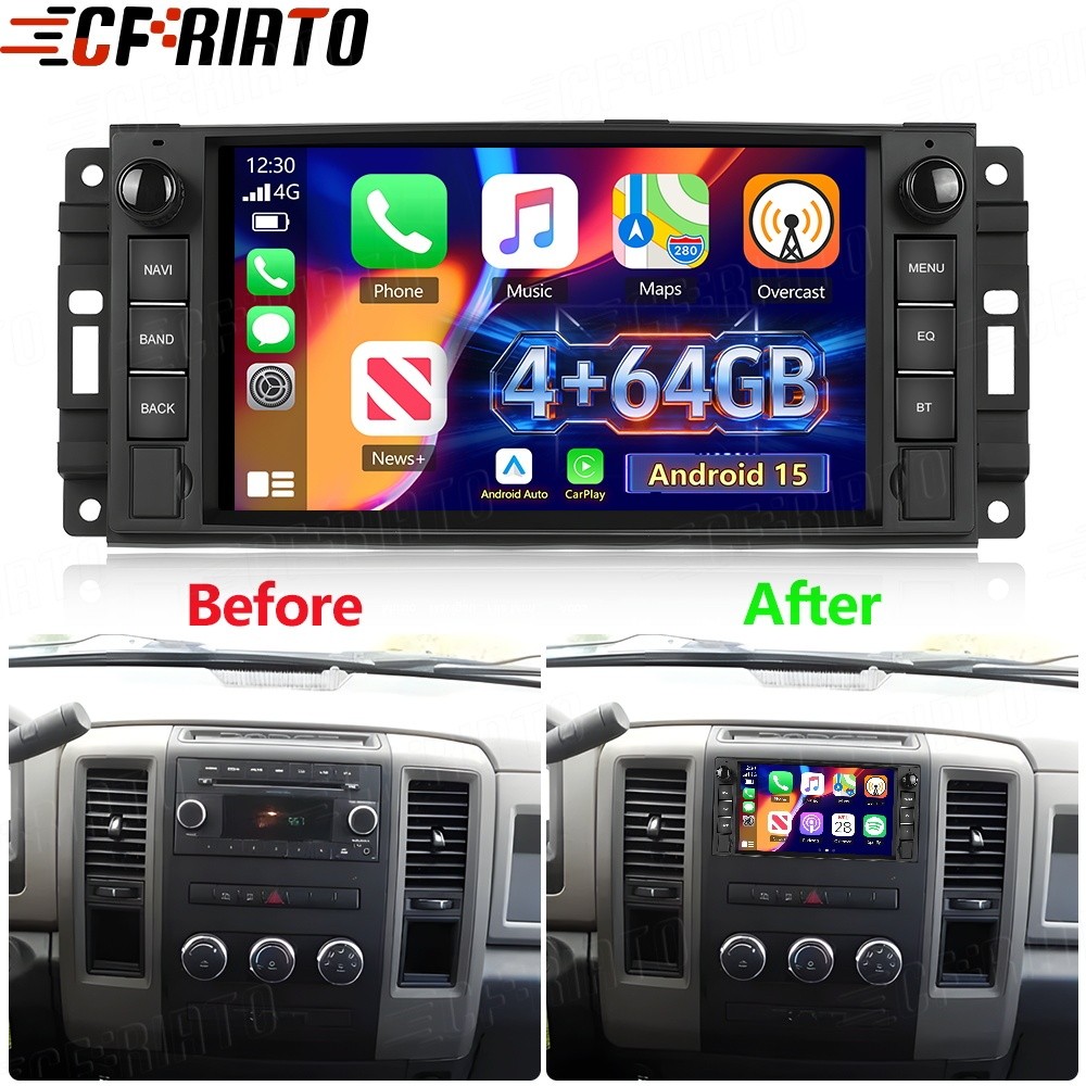 4+64GB For 2009-2012 Dodge Ram Android 15.0 Carplay Car Stereo Radio GPS Navi FM