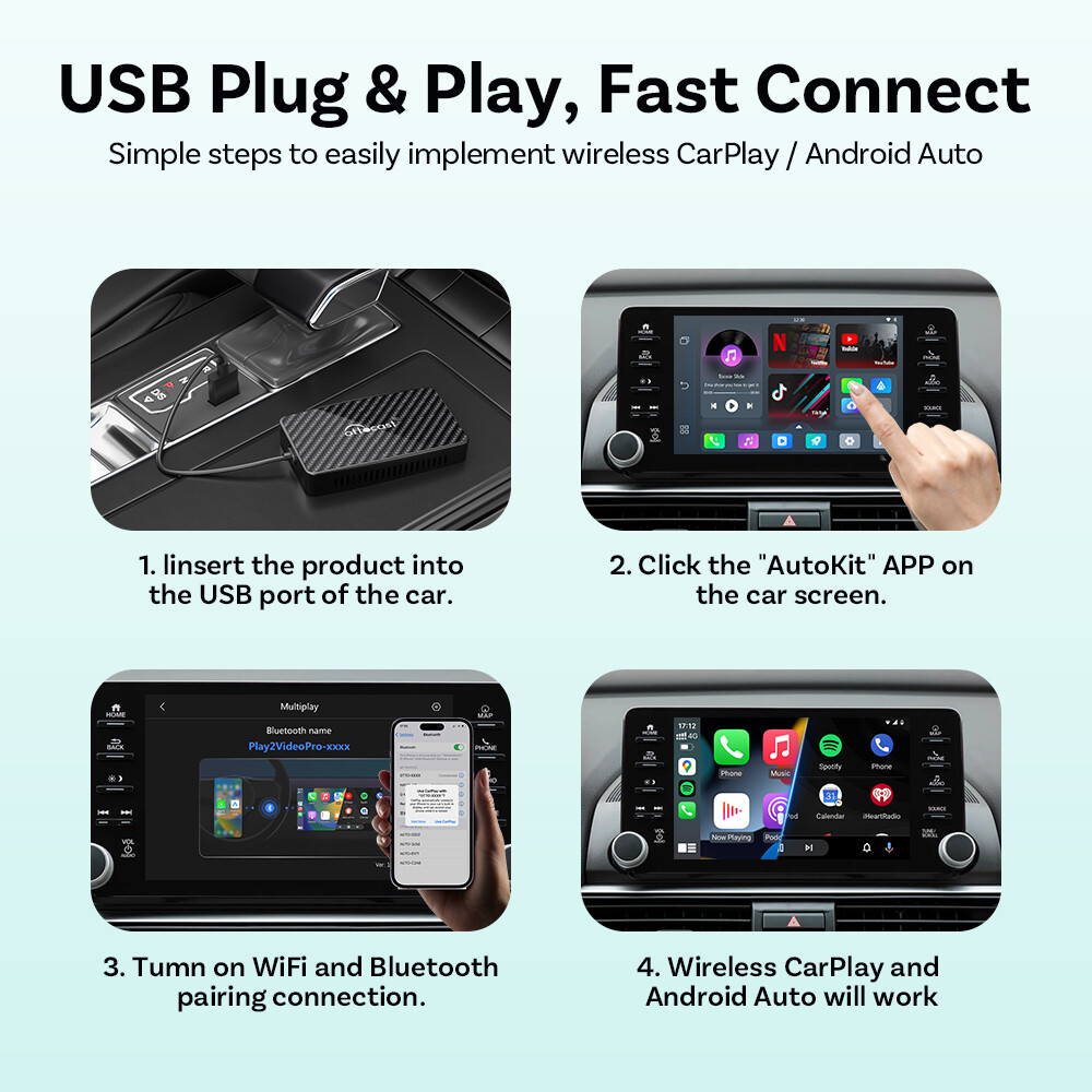 Ottocast Wireless Carplay AIBOX Android Auto Android 9 Car TV Box w/Google Store