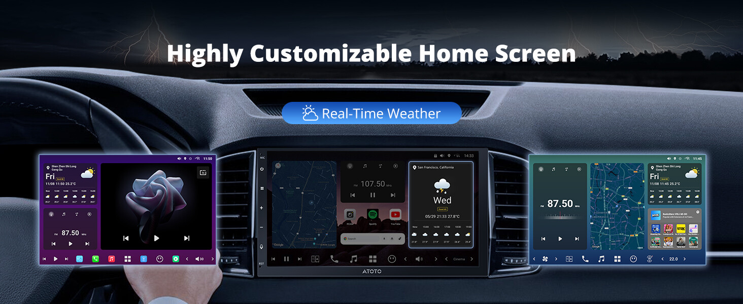 Wireless CarPlay/Android Auto Car Stereo 7″ QLED HD Touchscreen GPS, Wi-Fi 8+128