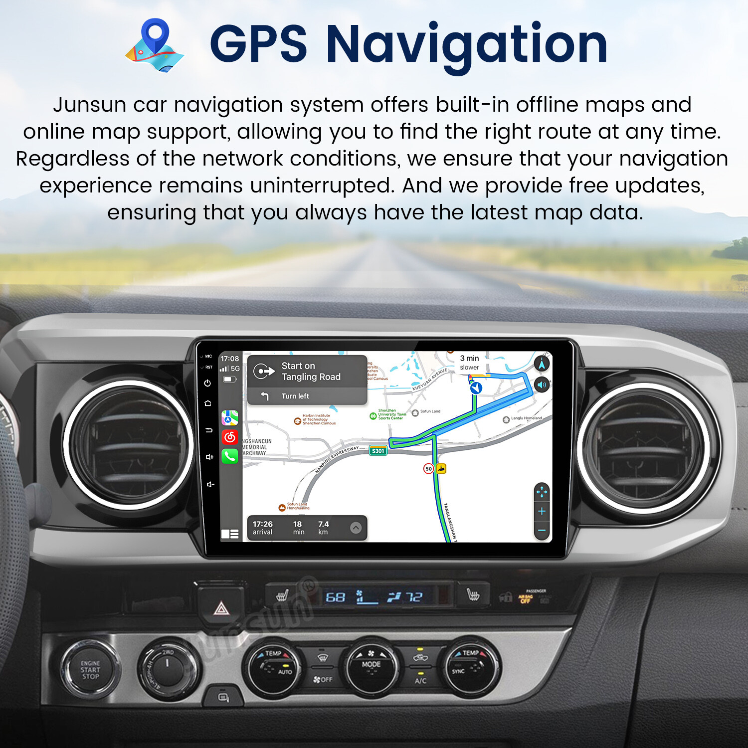 64G Android Car Stereo Radio For Toyota Tacoma 2016-2021 Carplay GPS Navi FM RDS